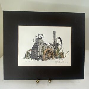 Vintage B. W. Lewis Signed & Numbered Lithograph Color Wash 1977 Steam Engine